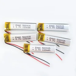 5 PCS 3.7V 120mAh Lipo Lithium Polymer Rechargeable Battery 500935 For MP3 GPS Headphone Camera DVD Bluetooth Smart Watch