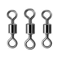 30PCS/Lot Fishing Swivels Solid Connector Ball Bearing Snap Swivels Rolling Stainless Steel Beads Fishing Accessories Tackle