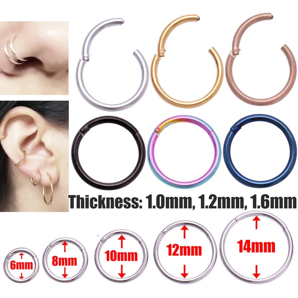 New Arrival 0.8mm Surgical Steel Small Nose Rings Mixed Color Body Clips Hoop For Women Men Cartilage Piercing Jewelry