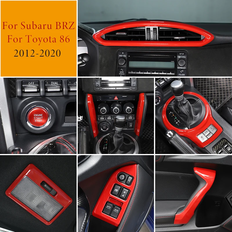 

ABS Sport Red Car Interior Stickers For Toyota 86/Subaru BRZ 2012-2020 Auto Gearshift Panel Door Handle Reading Light Cover Trim