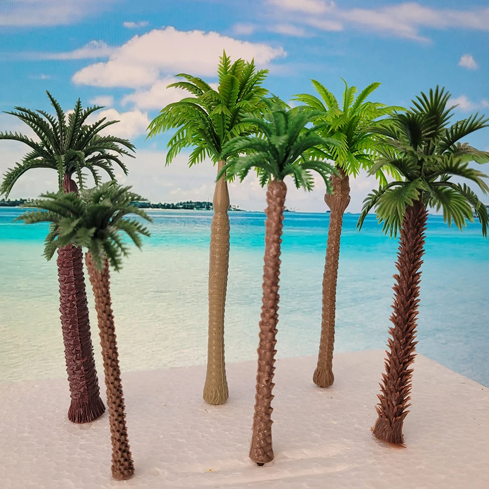 Plastic Coconut Palm Tree Model Rainforest Plant Pots Bonsai Craft Micro Landscape Diy Diorama Scenery Sand Table Garden Decor