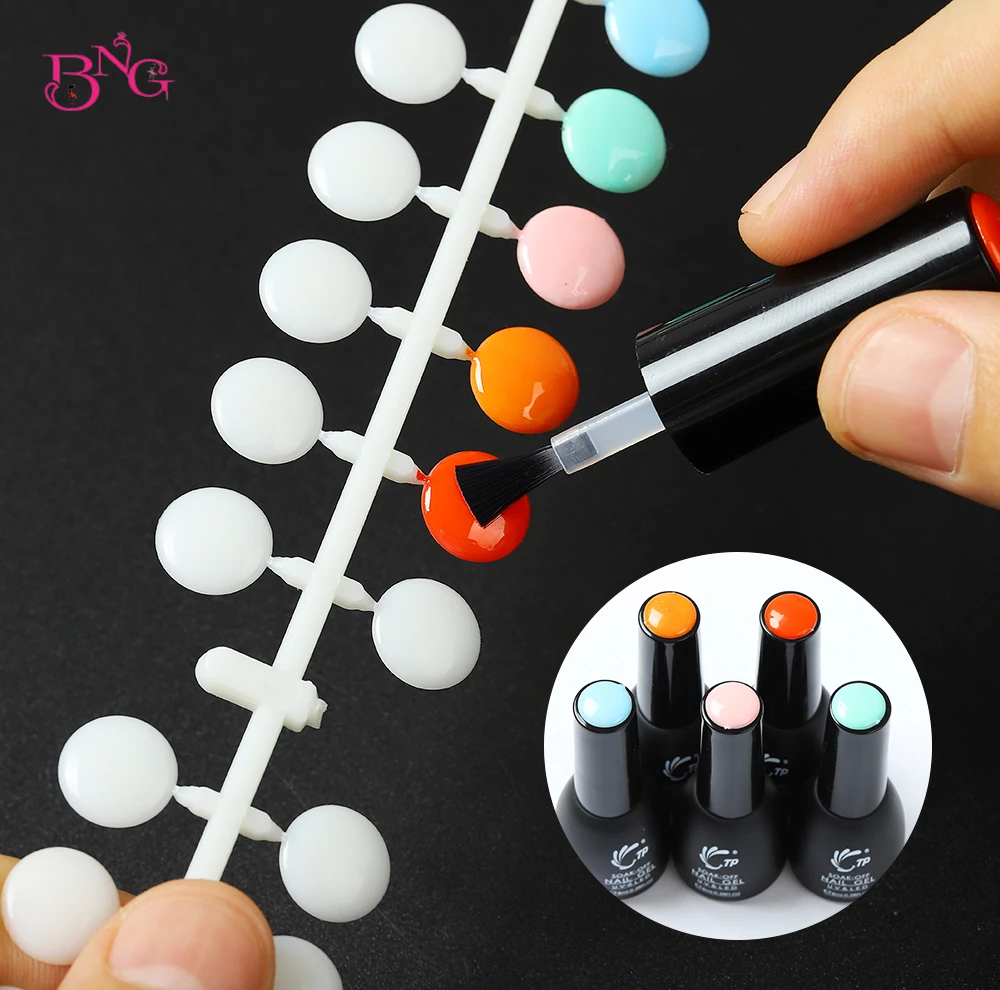 120 Nail Color Cards Tips Flat Back Display Tips with Sticker for UV/Gel/Polish Nail Capsule Gel Enamel Bottle Sample Color Nail