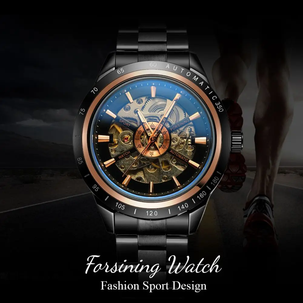 

Top Brand FORSINING Watches Luxury Men Luminous Skeleton Automatic Winding Mechanical Watch Sports Full Steel Clcok Man Relogio