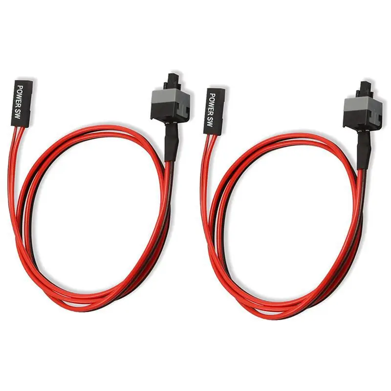 WSFS Hot 2 Pack 2 Pin SW PC Power Cable on/off Push Button ATX Computer Switch Wire 45cm