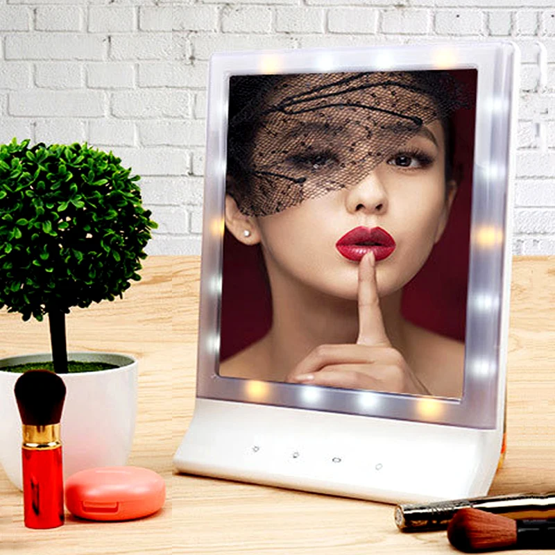 18 LEDs Makeup Mirror Desktop Dressing Mirror Wall Mount Mirror New Beauty Mirror Home Mirror USB Powered Mirror