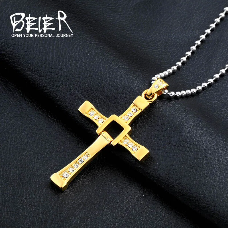 Beier 316L Stainless Steel Women/men pendant necklace New Crystal Cross Pendant Jewelry LLBP8-087P