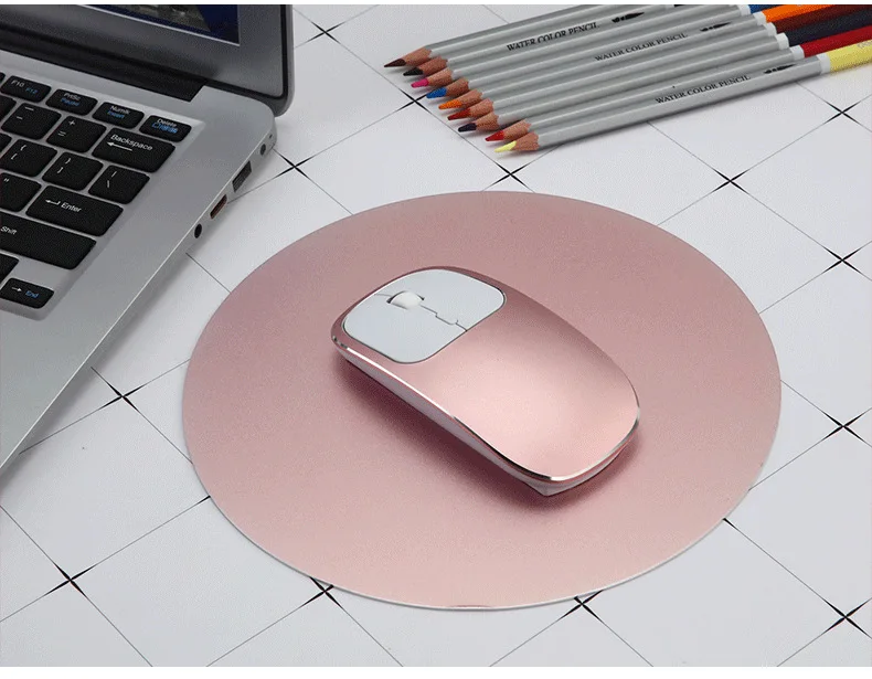 Ratón óptico inalámbrico USB de 1600 DPI, receptor 2,4G, ratón superdelgado para PC, portátil, aleación de aluminio elegante, vida duradera