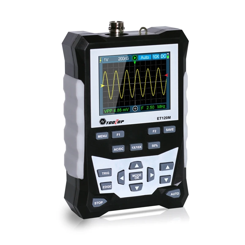 ET120M NEW 120MHz Bandwidth 500MSa/s Sampling Rate Digital Oscilloscope with Backlight Waveform Storage 320x240 HD Oscilloscope