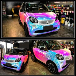 6m x 135cm Holographic White Rainbow Chrome PVC Vinyl Wrap Car Sticker Decals Car Styling Color Changing Films