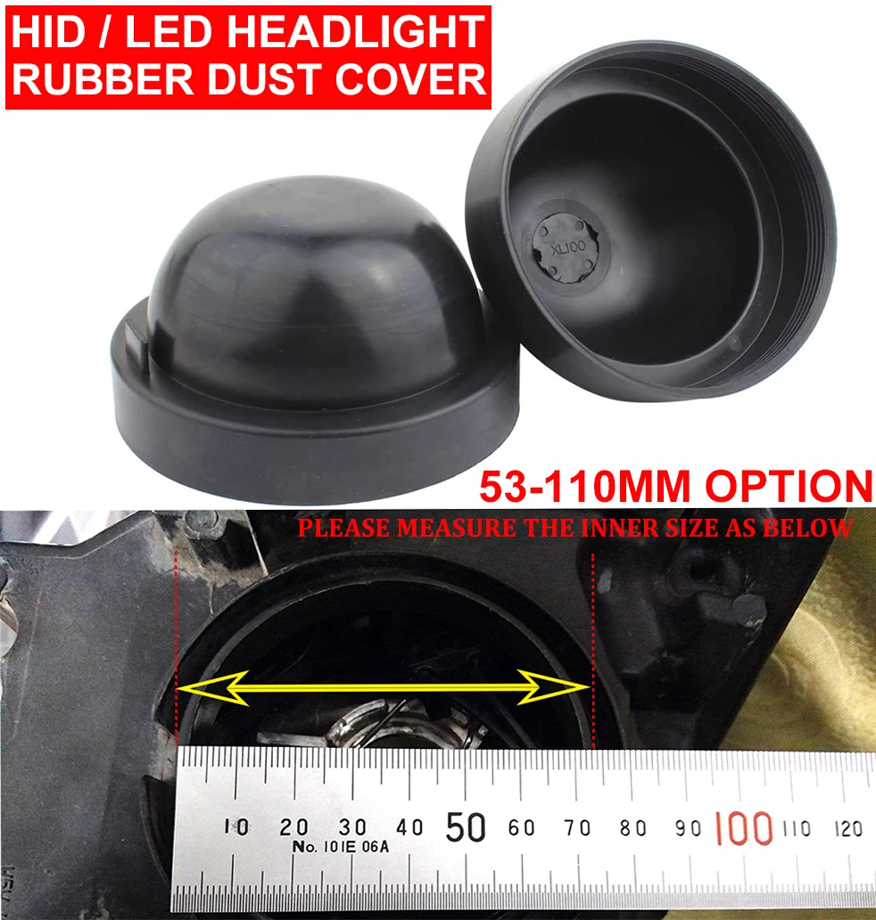 

2PCS HID LED Headlight Car Dustproof Rubber Housing Cover Cap Auto Sealing Waterproof 53/55/60/70/75/80/85/90/95/100/105/110MM