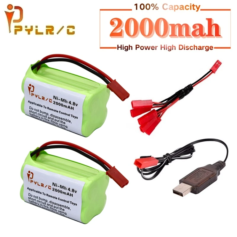 (JST)4.8V 2000mah NiMH Battery And Charger For Rc toys Cars Tanks Robots Guns Boats 2000mah AA 4.8V Rechargeable Battery Pack