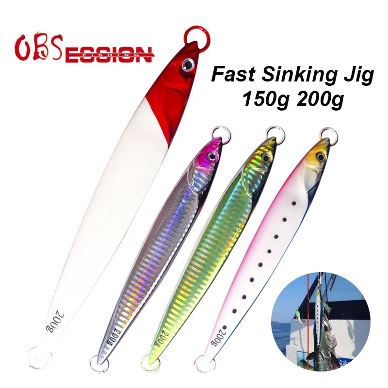 OBSESSION150g200g Japan Laser Fast Sinking Glow Saltwater Deepsea Jig Hard Metal Vertical Jigging Casting Fishing Lure Korea