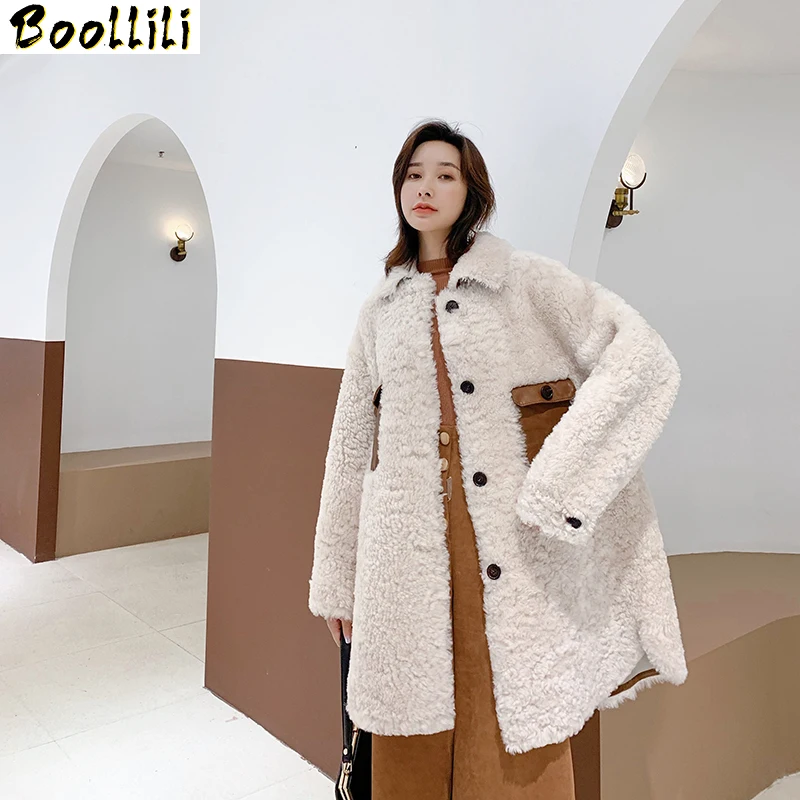 Sheep Boollili Natural Shearing Real Fur Coat Women Korean Wool Jacket Women Clothes 2023 Winter Coat Women Fur Tops