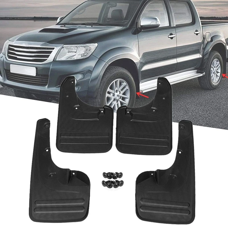 4X Front & Rear Mud Flaps Splash Guards-Fender for Toyota Hilux Vigo 2005 - 2014 Plastic Direct Bolt Installation Exterior Parts