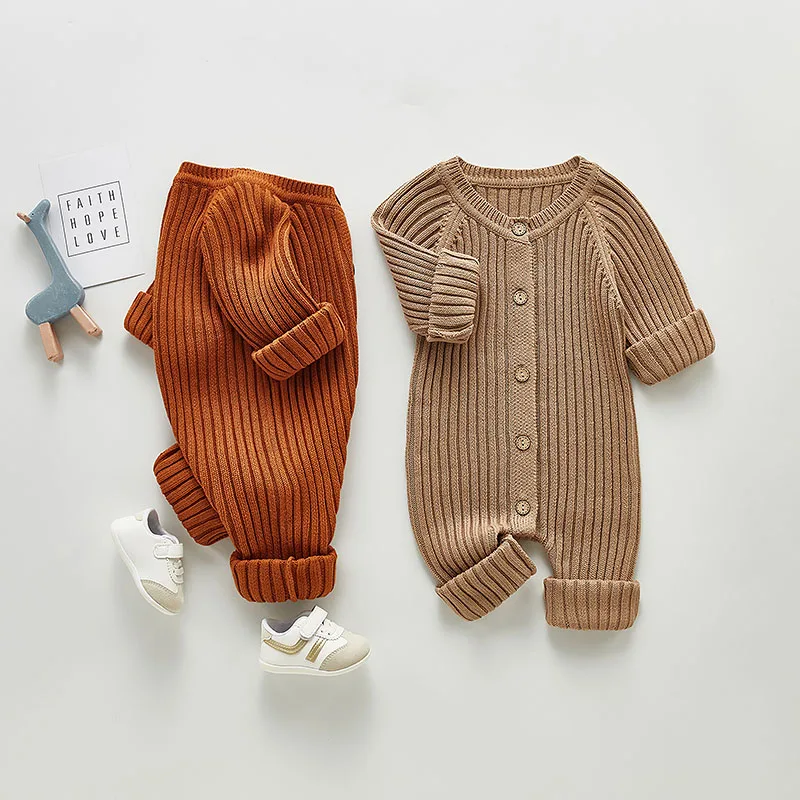 MILANCEL Baby Clothing Brief Style Toddler Boys Jumpsuits Infant Girls Knitwear Single Breast Baby Outerwear