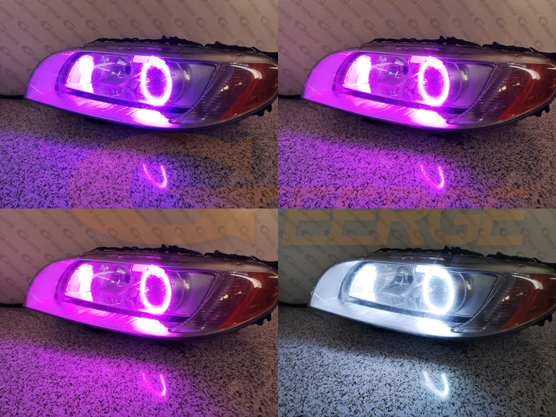 For Volvo XC70 II 2007-2016 Xenon Headlight BT App RF Remote Control Multi-Color RGB Led Angel Eyes Kit Day Light