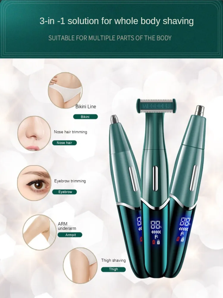 Триммер для бровей с зарядкой от USB, 3 в 1