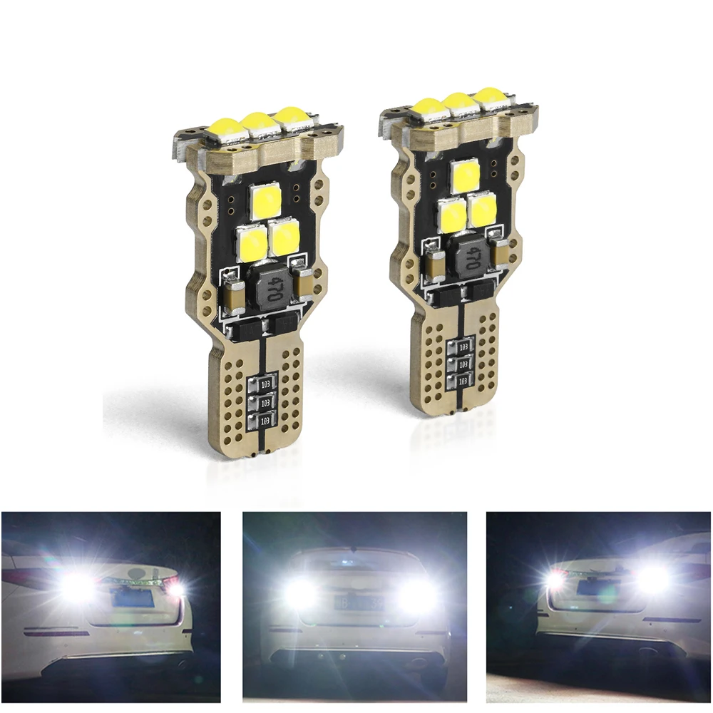 2Pcs New Car Interior Led Light T15 W16W 9pcs 3030SMD 921 Canbus No Error For Car Rear Reverse Lamp White 6000K 12V Bright Diode