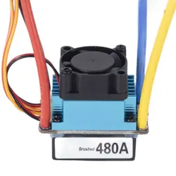 RC 480A ESC XT60 T-plug Waterproof Brushed ESC Speed Controller with 5V/3A BEC with fan for 1/8 1/10 RC Car 540 550 775 Motor