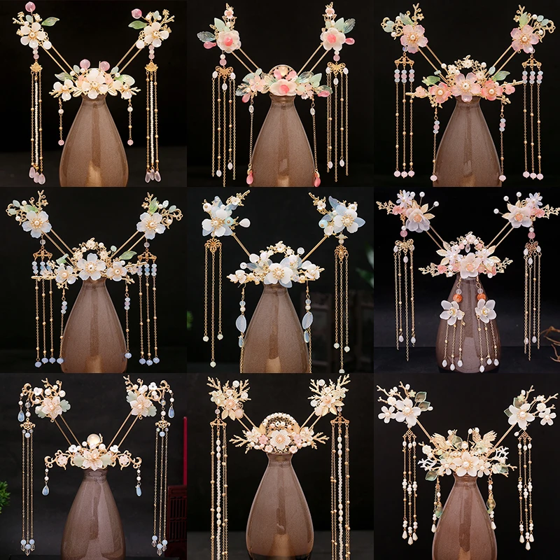 Hanfu headdress hairpin suits manually ancientry hair hair classical tassel step shaking wheel