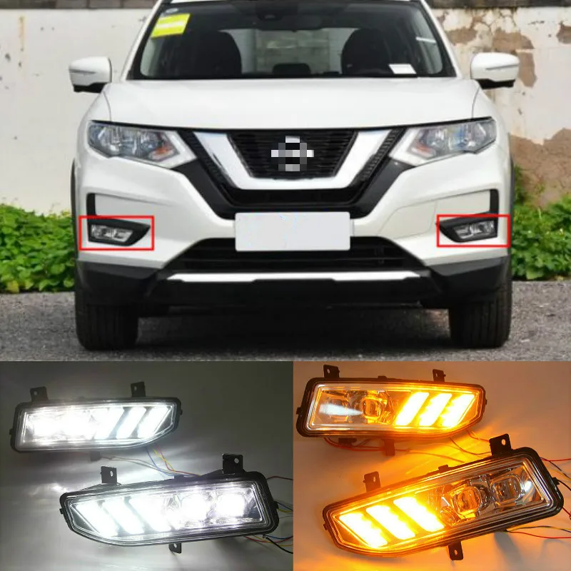 2PCS LED Daytime Running Light For Nissan X-trail T32 Xtrail 2019 2020 Waterproof ABS 12V Car DRL Fog Lamp Decoration