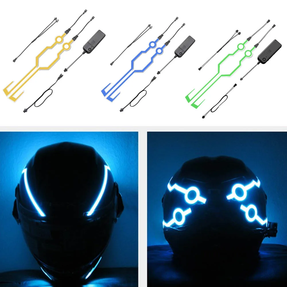 

Motorcycle Bike Helmet LED Cold Lght Strip Waterproof Sticker 4 Flashing Warning Lights Night Moto Riding Helmet Kit Accessories