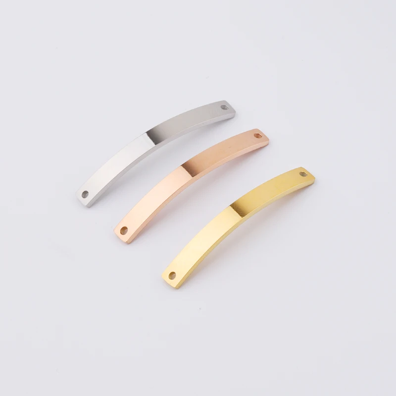 Fnixtar 20Pcs 39*4mm Curved Strip Charms Mirror Polish Stainless Steel Charms For DIY Making Necklace Braid Bracelets Jewelry