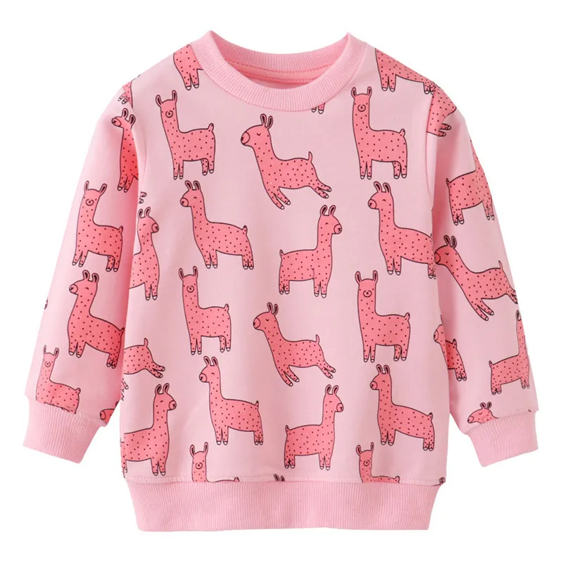 

Jumping Meters New Arrival Animals Print Girls Sweatshirts Alpaca Cotton Children's Clothes Kids Tops Shirts Hoodies Shirts