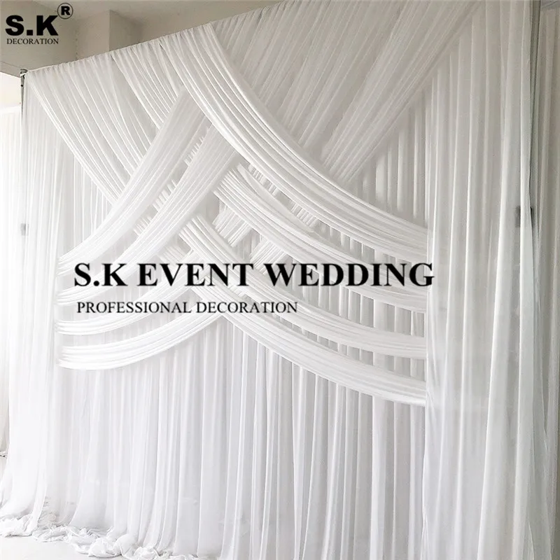 

Good Quality White Ice Silk Wedding Backdrop Curtain Stage Background Event Party Banquet Decoration