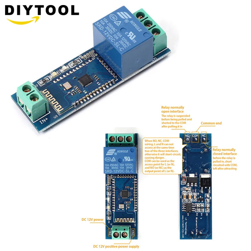 1PCS Smart Bluetooth Relay Module Remote Control Switch Bluetooth 12V IOT Wireless Relay Module for Bluetooth