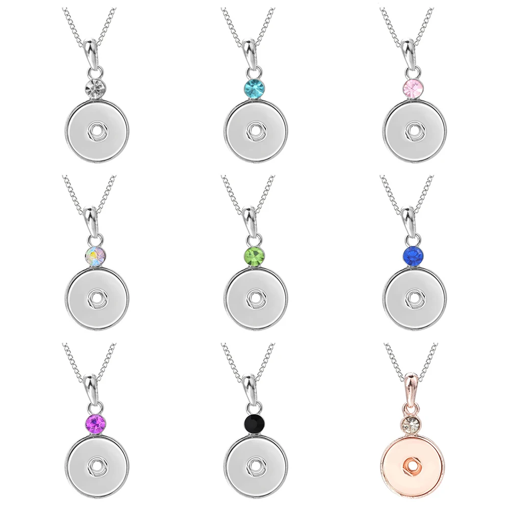 New Snap Jewelry Crystal Water Droplets Pendant Snap Necklace Fit 18mm Snap Button Necklace Jewelry For Women with Chain