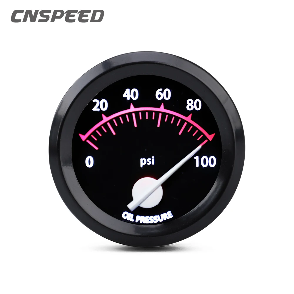 2inch 52mm 0~7 Bar/0~100psi Oil Pressure Gauge Universal Racing Pointer Meter With Oil Press Sensor Black Shell Black Chassis