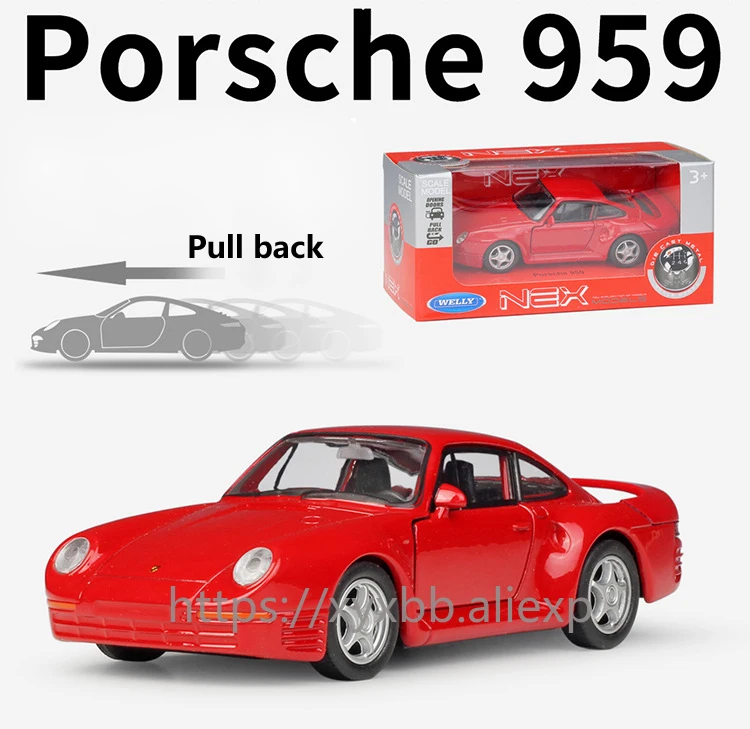 Porsche 959 WELLY Diecast 1:36 Car Metal High Similation Toy Vehicle Model Pull Back Car Alloy Toy Car For Children Boys Gifts