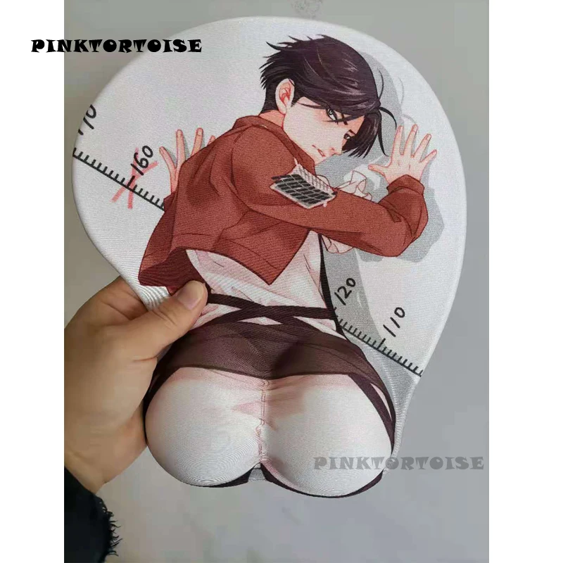 PINKTORTOISE Anime 3D Levi·Ackerman hip mat Attack on Titan  Mouse pad Wrist Rest Soft Silica gel Office decor mousepad mat pad