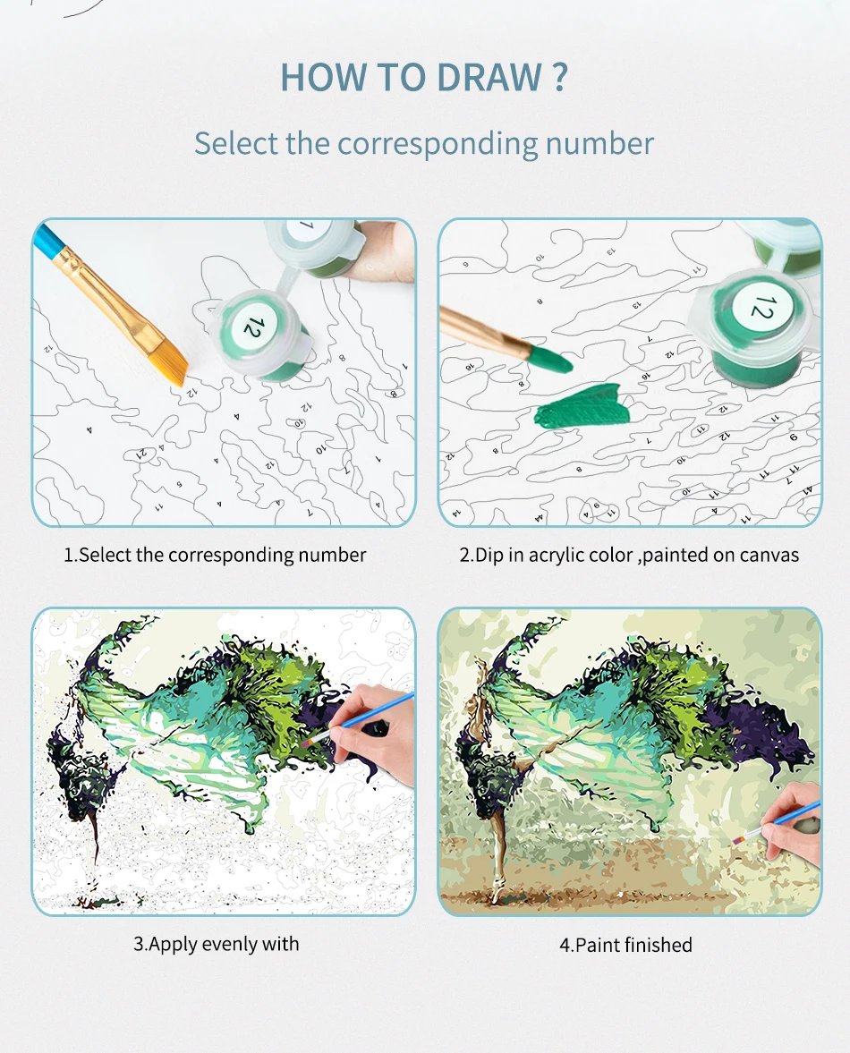 RUOPOTY pittura astratta con i numeri vernici acriliche su tela con i numeri pittura per cani per dipingere la decorazione della parete forniture