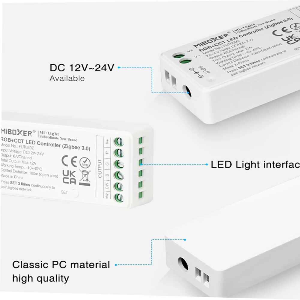 Imagem -03 - Zigbee-controlador de Tira Led Única Cor Duplo Branco Rgb Rgbw Rgb Mais Cct Dc1224 v Fut035z Fut036z Fut037z Fut038z Fut039z