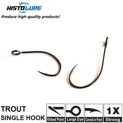 50Pcs/lot  High carbon steel Trout Single Hook Nickel Large Hole Sharp Spoon Bait Hook Stream Fishing Bait Trout