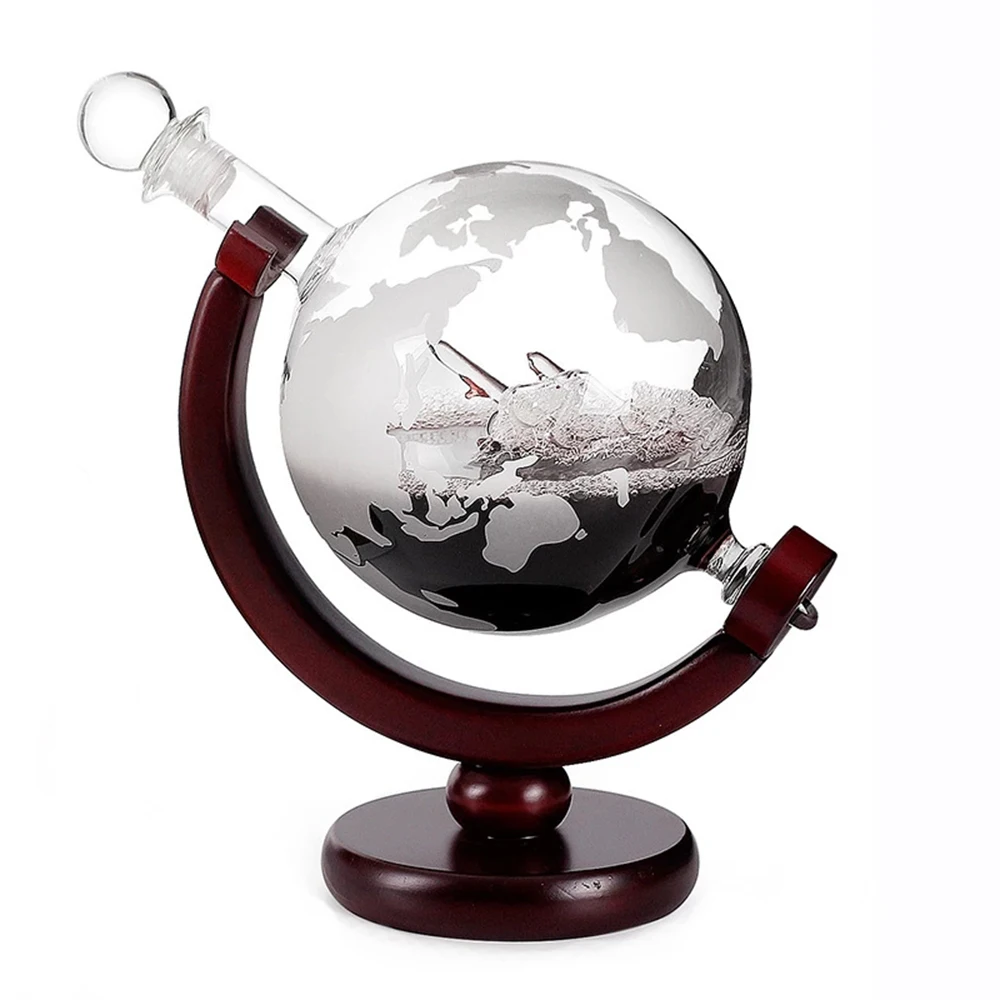 Creative Glass Globe Whiskey Decanter Set With Sailboat Inside Excellent Gift Set