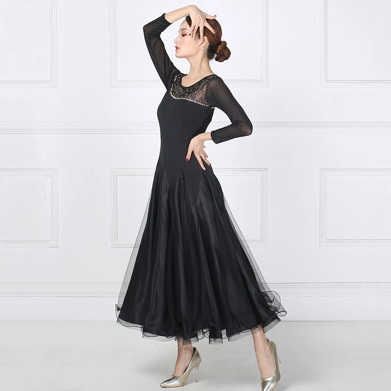 National Standard Dance Competition Clothing New Female Adult Temperament Diamond Dress Ballroom Waltz Modern Dancing Skirt