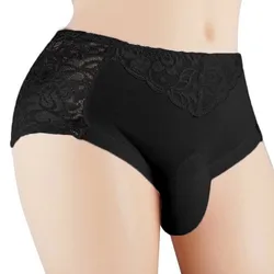 Slips en dentelle pour hommes, sous-vêtements transparents pour hommes, manches pénis fermées, Sexy, culotte Jockstrap, poche en U, boxer A50