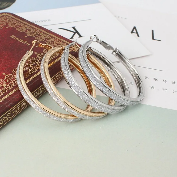 Новая-Мода-Тренд-большое-название-рок-ночной-клуб-преувеличенное-матовое-кольцо-золото-и-серебро-большой-круг-индивидуальность-уха-ювелирные-изделия-для-женщин