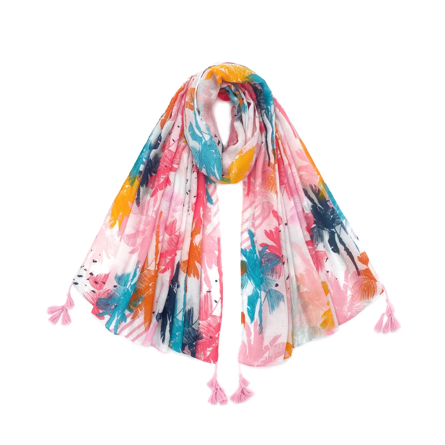 

2021 Beautiful Cotton Coconut Tree Print Tassel Scarf Shawls Long Soft Beach Floral Scarves Hijab Wrap Free Shipping