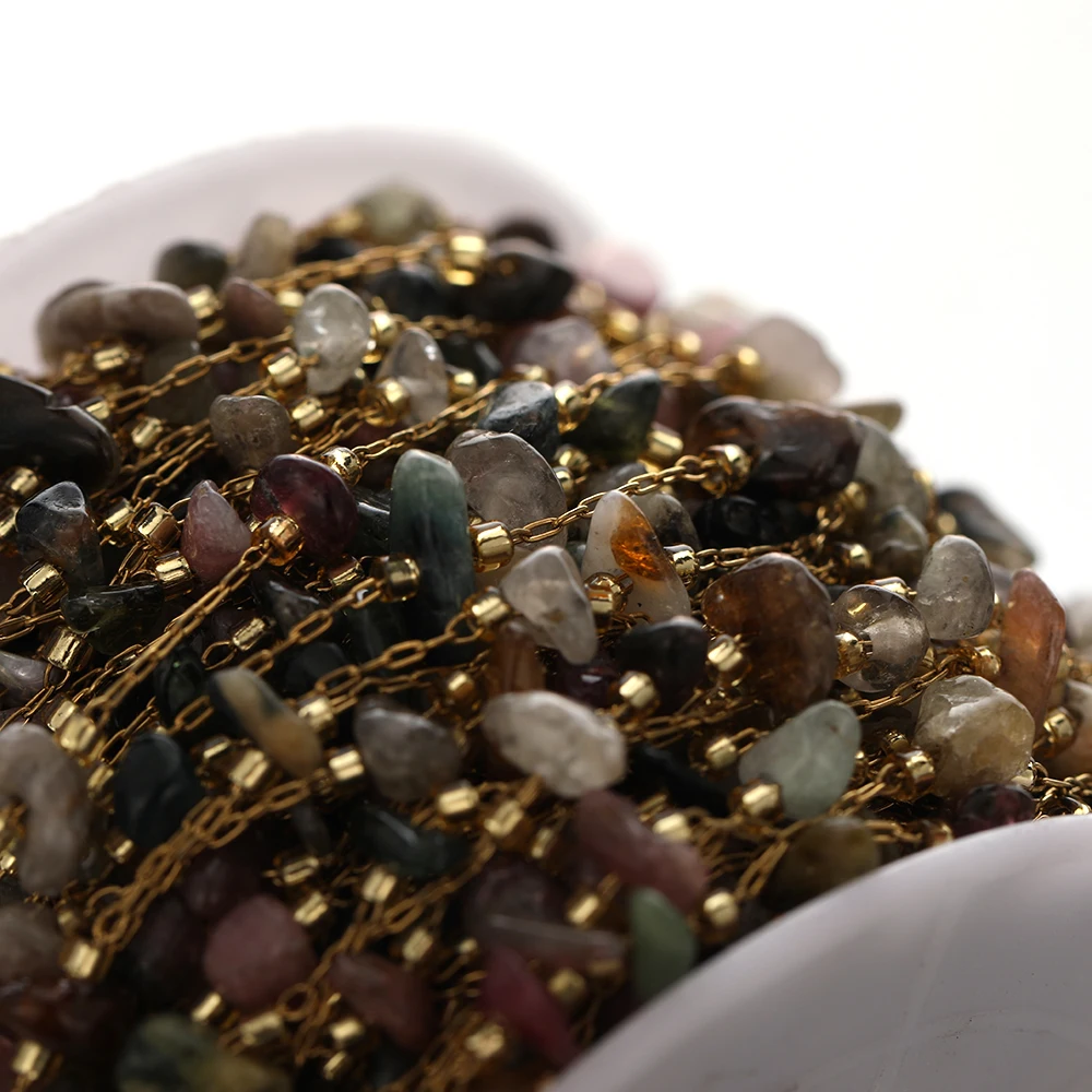 1 Meter Edelstahl-Natursteinketten Edelsteine für DIY-Schmuckherstellung, Halsketten, Armbänder, Fußkettchen, Großpackung – Detail 3