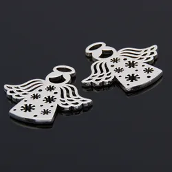 10pcs Silver Color Angel With Wings Charms Love And Peace Pendant Jewelry Making DIY Handmade Craft Accessories Supplies A3445