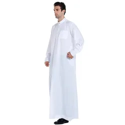 Nieuwe Aankomen 2021 Moslim Kleding Mens Permanent Kraag Abaya Lange Mouw Gewaad Dubai Arabische Turkije Maleis Islamitische Jurk Voor Mannen