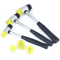 25/30/35mm Double Face Soft Touch Hammer Black Plastic Coated Grip Double Head Rubber Hammer Handheld Tool Leather DIY Tool