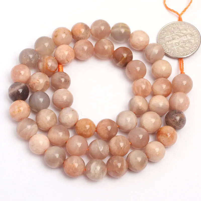 Natural Pink Sunstone Round Bead For Jewelry Making Strand 15 inch DIY Bracelet Necklace Jewelry Loose Beads