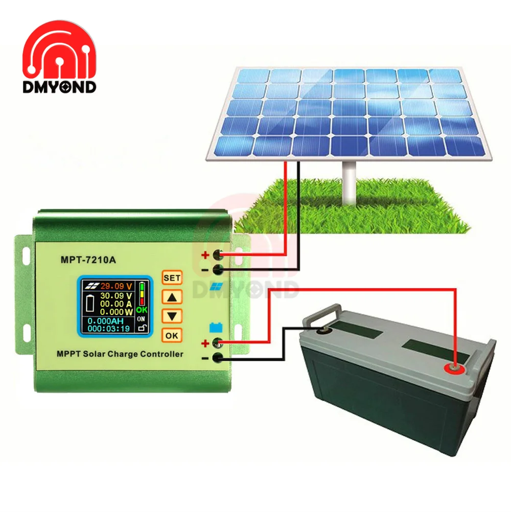 MPT-7210A Solar Charge Controller Fit DC 12-60V to DC 15-90V Lithium Battery Bank Solar Systems Regulators LCD Display