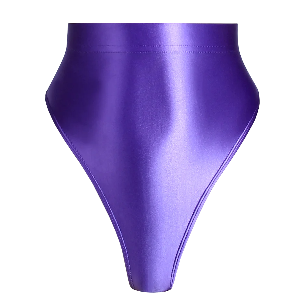 High Waisted T-Shaped Short Pants for Women, Sexy Shiny Bikini Tights, Glossy Underpants, High-Fork Briefs, New Color