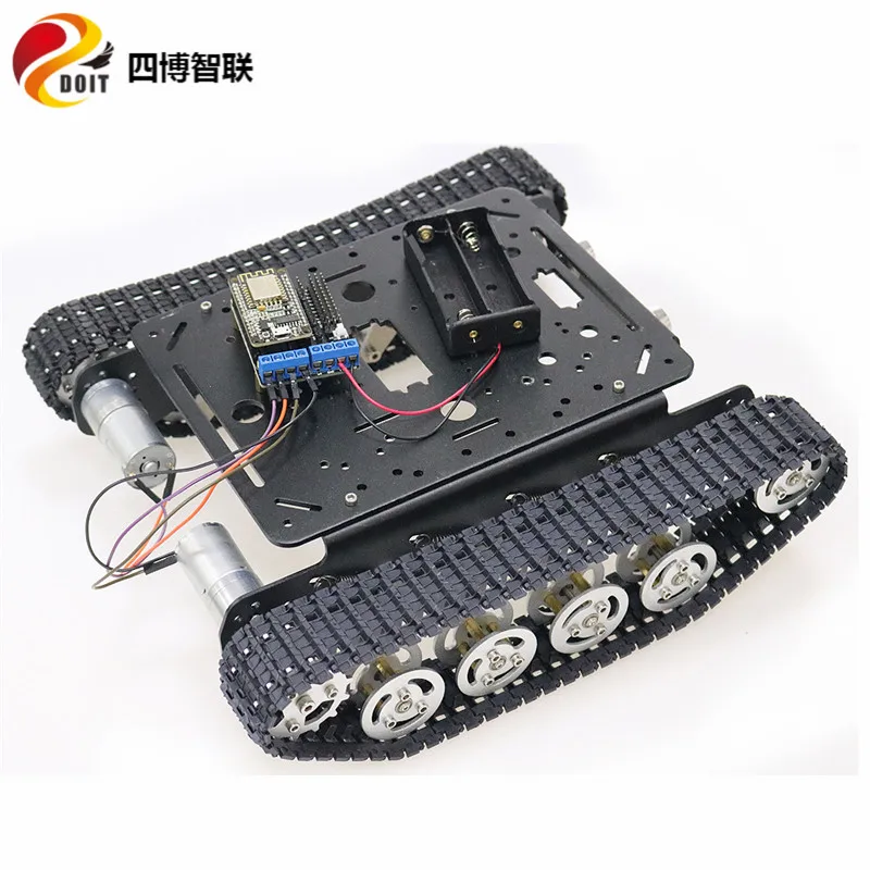 SZDOIT Nodemcu WIFI Control TS100 Metal Tracked RC Robot Tank Chassis Kit with High Torque 9V Motors DIY for Arduino Educational